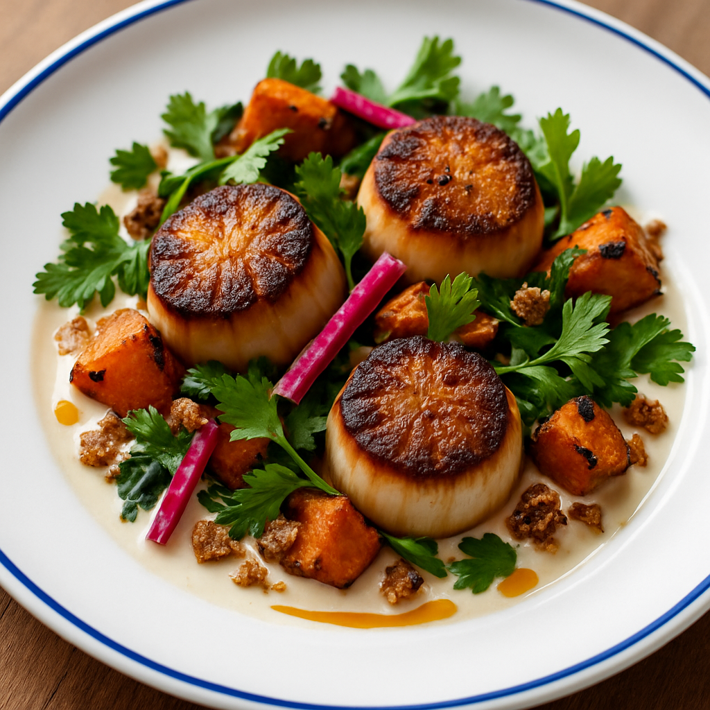Perfectly Seared Scallops With Bright Garnishes