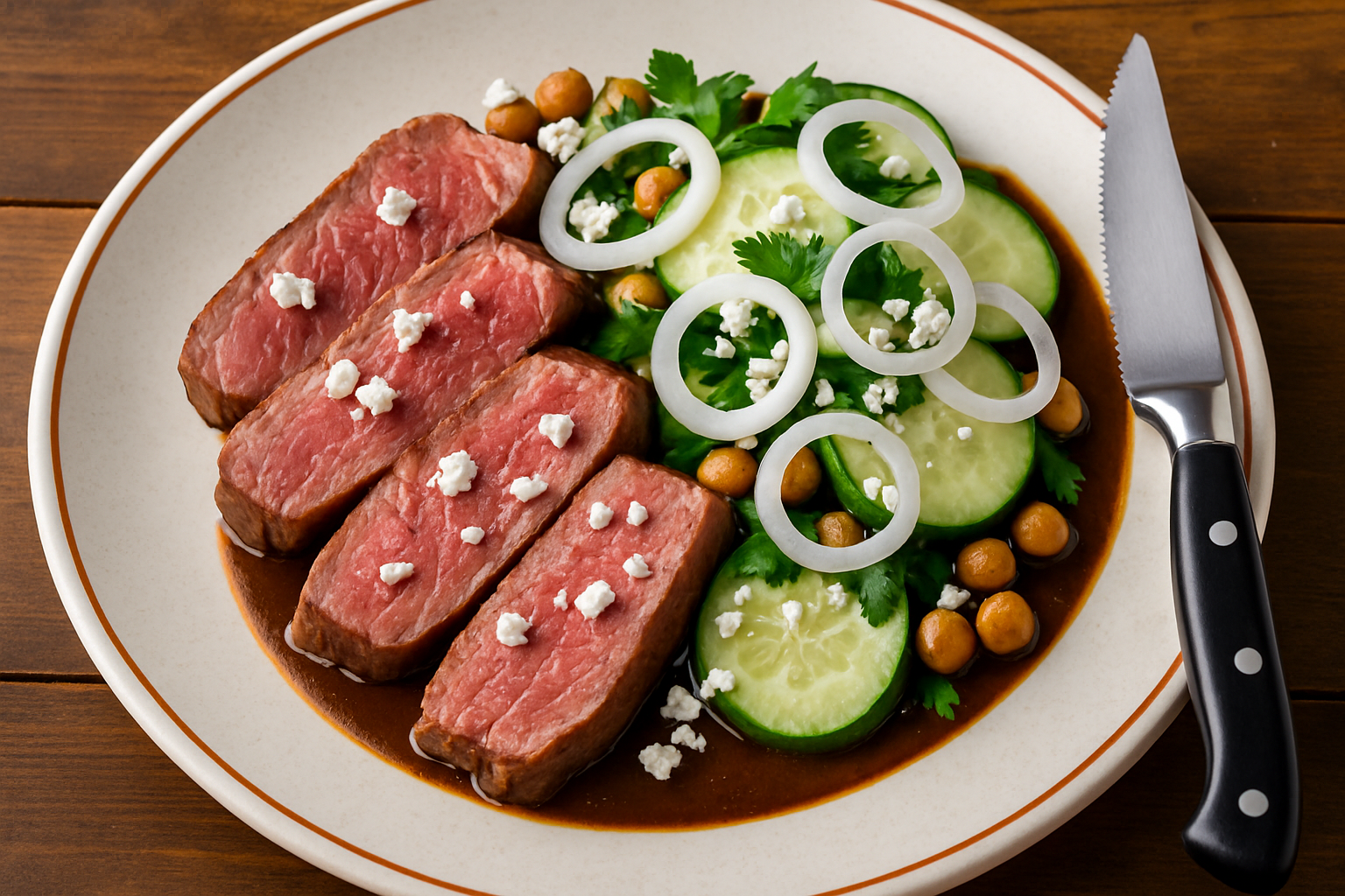 Wagyu Strip With Assorted Greens