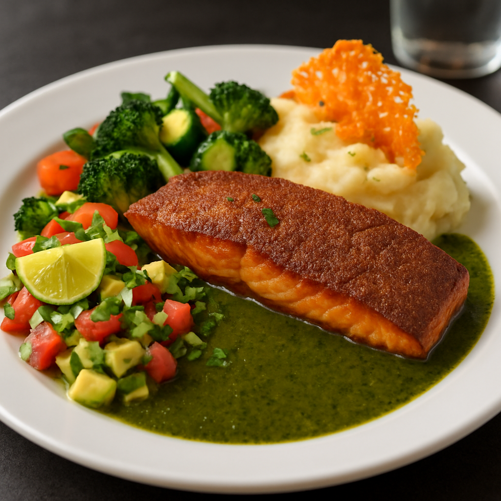 Blue Corn Crust Crispy Salmon